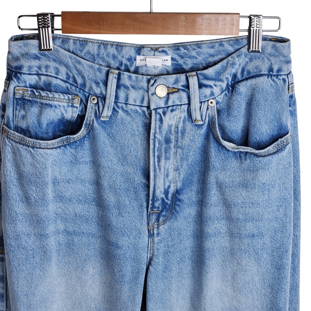 Good American Good 90's Relaxed Jean High Rise Distressed Straight Leg Size 6/28 - Picture 3 of 13